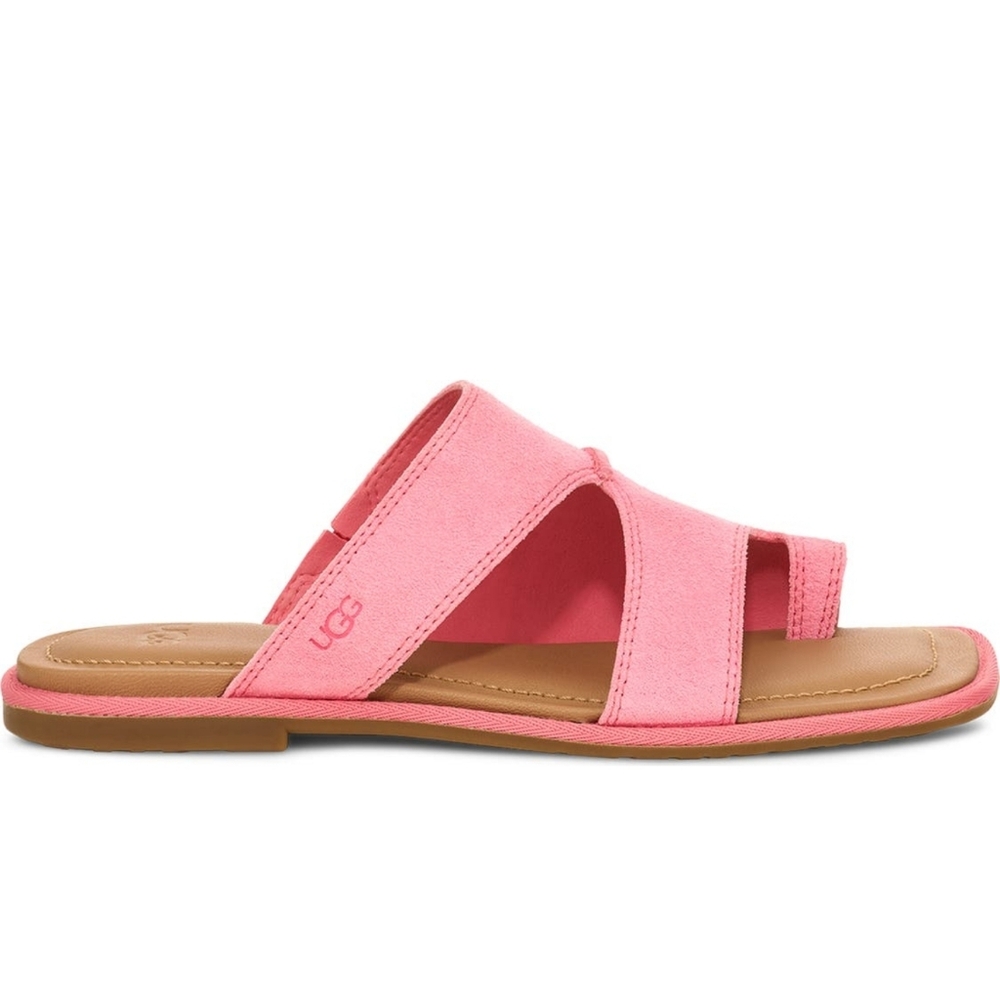Size 6.5  UGG Pink Flat Leather Slip On Comfy Sandals - Picture 5 of 7